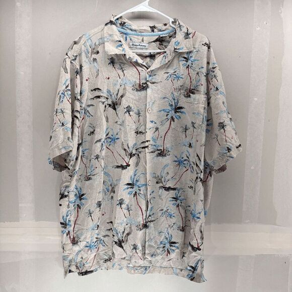 Tommy Bahama Island Zone Kehoe Beach 100% Silk Shirt Size XXL Textured Camp Fun - Picture 1 of 7